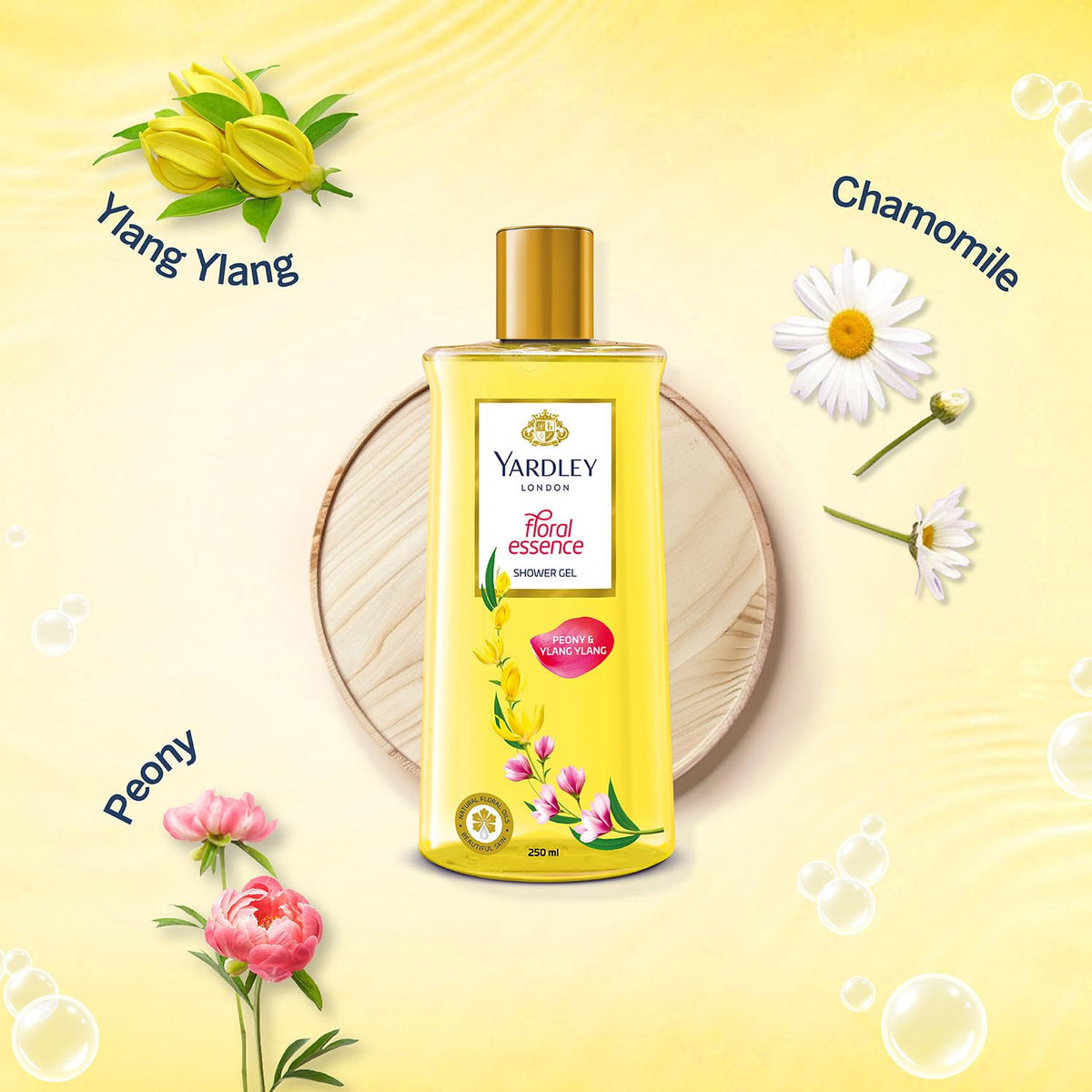 Yardley London| Shower Gel| Floral Essence| With Natural Oils Of Peony & Ylang Ylang| No Parabens| No Silicones | 250ml