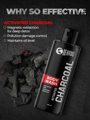 Beardo Activated Charcoal Anti-Pollution Body Wash, 100ml | Deep Pore Cleaning | Removes Dirt & Impurities | For Body & Face | Reduces Acne | Oil Control | For Men