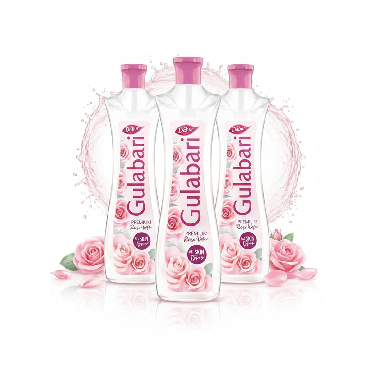 Dabur Gulabari Premium Rose Water - 400ml (Pack of 3) | With No Paraben | Cleanses, Hydrates & Moisturises Skin | Balances & Restores Skin's pH Levels | For All Skin Types