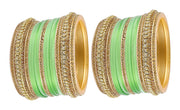 NMII Golden Traditional Acrylic Plastic Chuda Set For Bridal Women & Girls with Zircon Stone & Beads | Stylish Bridal Bangles For Wedding | Plastic Chura Set Punjabi Bnagles