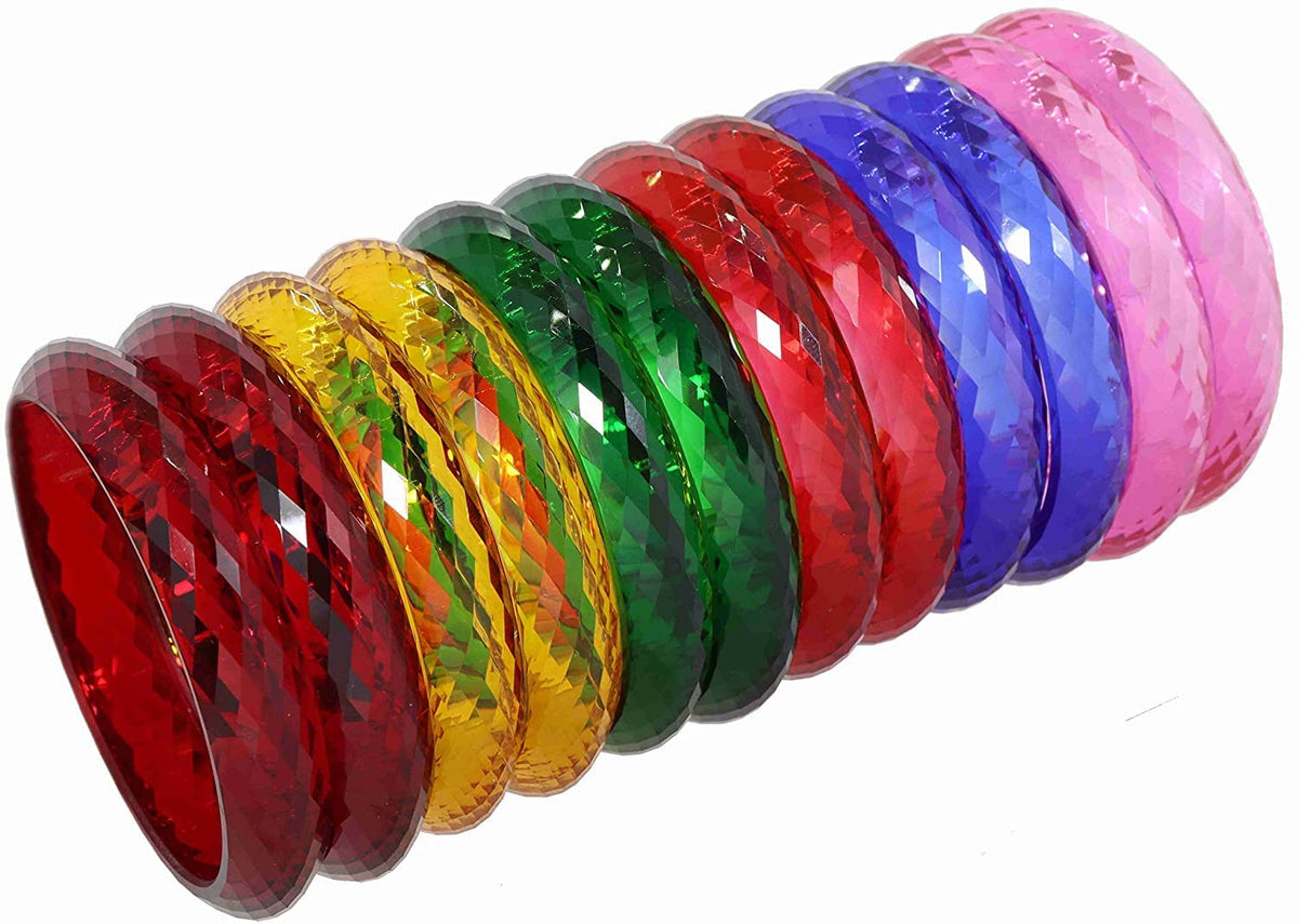 NMII Acrylic (Plastic) With Diamond Cut Pattern Glossy Finished Kada Set For Women and Girls