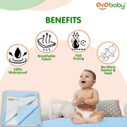 Premium Hypoallergenic Quick Dry Waterproof Reusable Mat/Underpad/Absorbent Sheets/Mattress Protector/Crib Sheets (Size: 100cm x 70cm) / (39"x28") Blue, Medium by OYO BABY