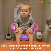 OYO BABY Cushioned Baby Potty Training Seat | Portable Toilet Seat for Child 1 + Years | Soft & Comfortable Potty Seat with Handles | Easy to Clean | Toddler Toilet Seat