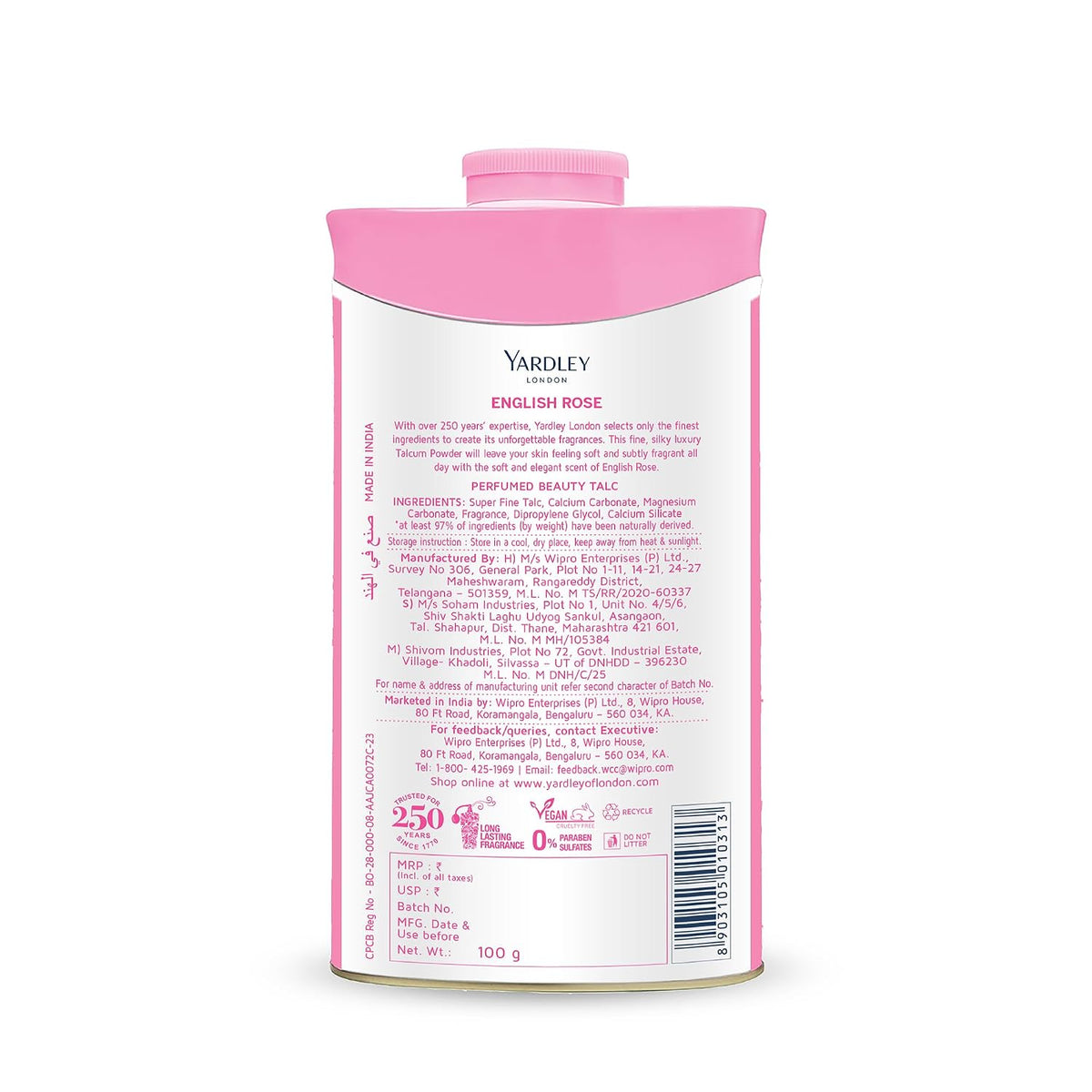 Yardley London English Rose Perfumed Beauty Talc | For Fragrant Glow|100g