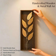 DSH Leaf Wall Art Panels Modern Rustic Home Décor Wall Hanging Sculpture for Living Room, Bedroom & Office (45X15 CM) Decoration Item (Titan Leaf, 1 Frame)
