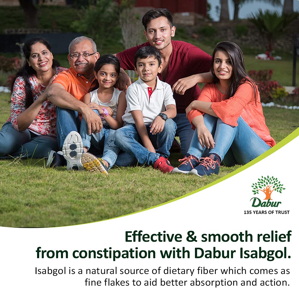 Dabur Sat Isabgol (Psyllium Husk) - 180/200 g | Rich in Fiber | Provides Effective Relief From Constipation & Bloating | Promotes Bowel Health | Non Habit Forming | 100% Ayurvedic (Pack of 2)