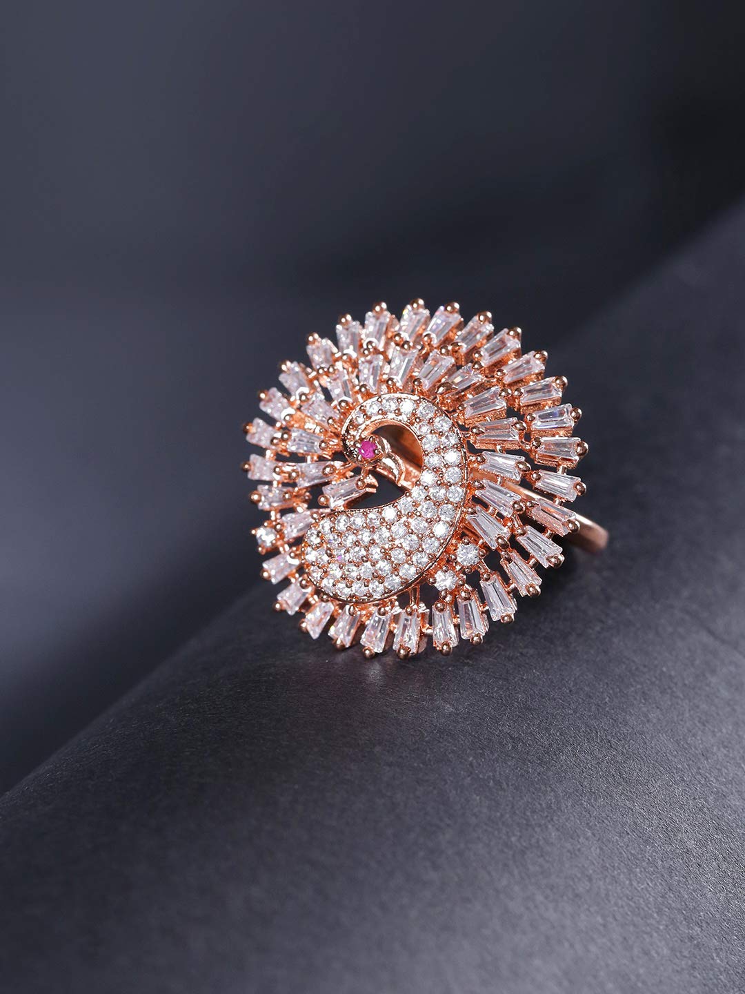 Priyaasi Gold Plated Ring with American Diamond for Women, Girls