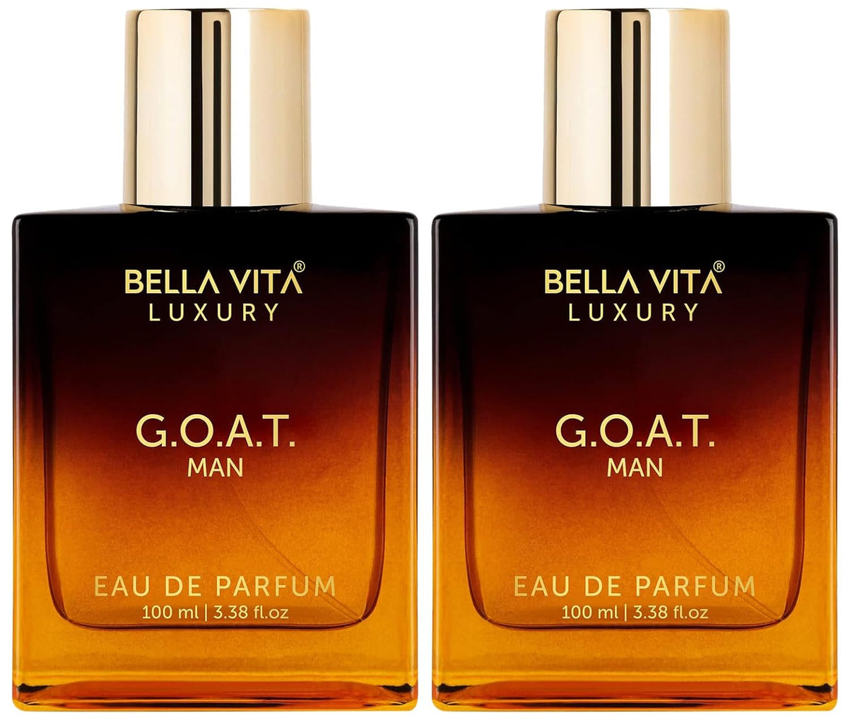 Bella Vita Luxury Men G.O.A.T Eau De Parfum Liquid Perfume With Bergamot, Lavender & Patchouli|Woody & Oriental Long Lasting Edp Fragrance Musk Scent, 100 Ml (Pack Of 2), 200 Millilitres