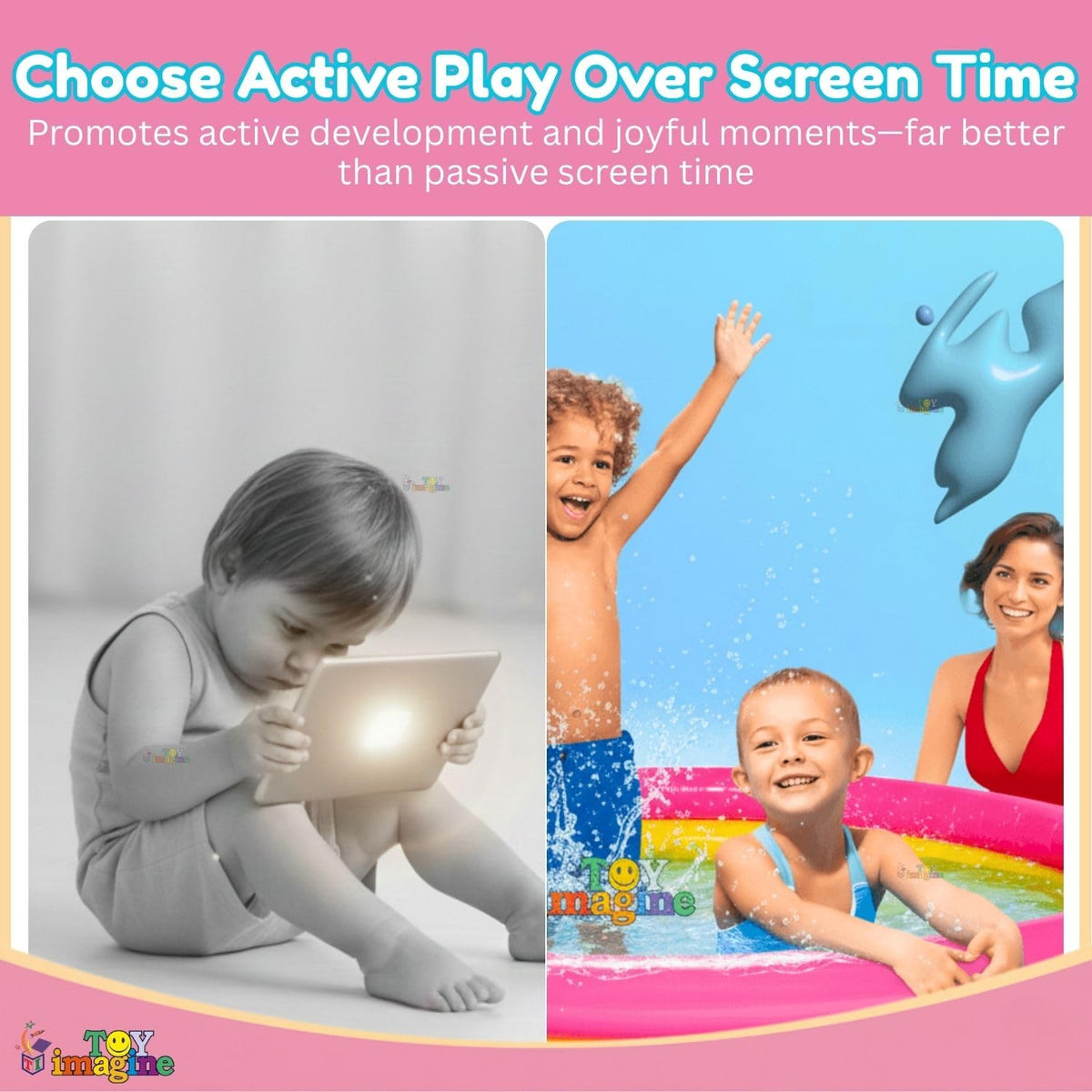 Toy Imagine 6 ft Inflatable Swimming Pool for Kids & Adults – Big Size Sunset Glow Round Colourful Ring Pool | Outdoor Indoor Water Pool | Fits 3–4 Kids | Summer Use