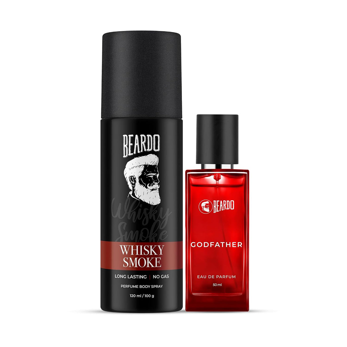 BEARDO Godfather Perfume Edp 50 Ml & Whisky Smoke Body Spray Deo 120Ml | Long Lasting Smell | Aromatic, Spicy, Woody Fragrance | Deodorant For Men | Christmas Gift For Men | Gift For Friends