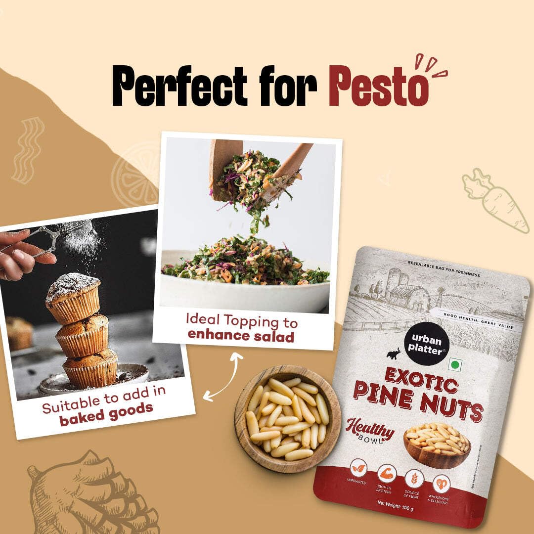 Urban Platter Exotic Pine Nuts, 100g (Chilgoza Giri | Rich in Protein | Elevates Pesto, Hummus, Salads)