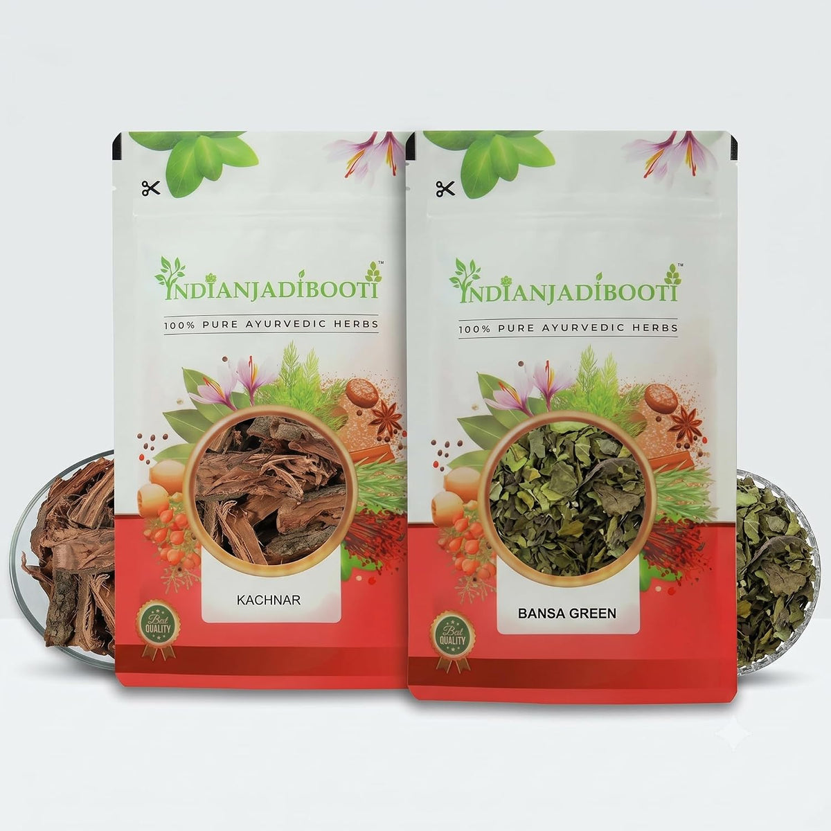IndianJadiBooti Elite Respiratory Harmony Bundle: Kachnar Chaal & Bansa Green – Promotes Optimal Lung Function, Lymphatic Flow & Systemic Resilience – 100gm Each