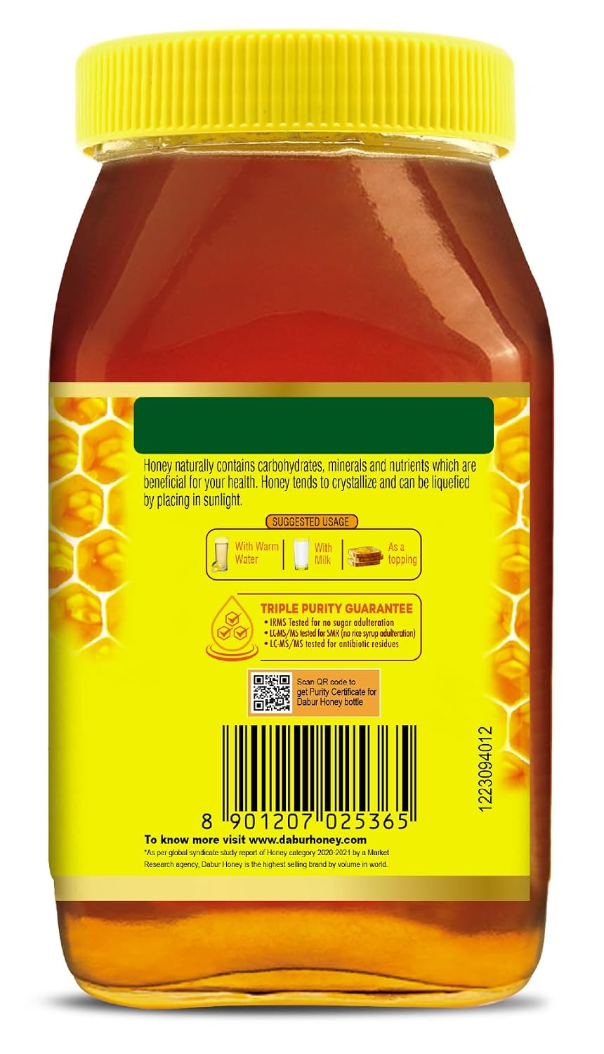 Dabur Honey - 250g | Pure | World's No.1 Honey Brand with No Sugar Adulteration | For Fitness & Health | Natural Immunity Booster | Rich in Antioxidants & Minerals