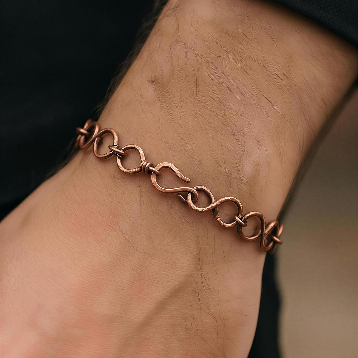 SHINDE EXPORTS Pure Copper Link Chain Bracelet Unisex S Hook 8.5 Inch