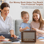NMII Wood Wooden Piggy Bank for Jewellery Saving | Trendy Money Saving Gullak for 100000 | Wooden Gullak, Coin Box with Carved Design, Savings Box, Mini Bank, Donation Box, Smart Money Box-Pack of 1