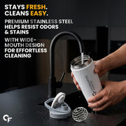 Carbamide Forte Stainless Steel Shaker for gym Bottle 800ml | Leakproof Protein Shaker Bottle with Stainless Steel Mixing Ball | Odour & Stain Resistant Gym Shaker Bottle for Protein Shakes, Creatine, BCAA & Pre-Workout