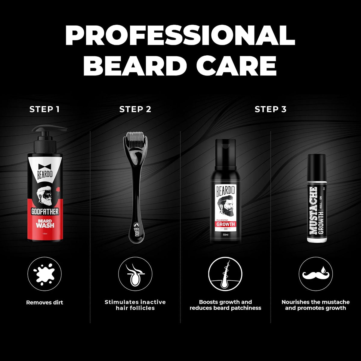 BEARDO Don’s Beard Growth Pro Kit | Complete Beard Growth & Grooming Kit for Men | Ideal Gift for Men | Beard Care Starter Kit | Gift for Husband