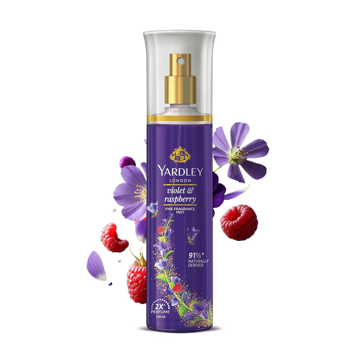 Yardley London Violet & Raspberry Fine Fragrance Mist Spray| 2X Fresh Perfume Spray For Women| 91% Naturally Derived| 135Ml