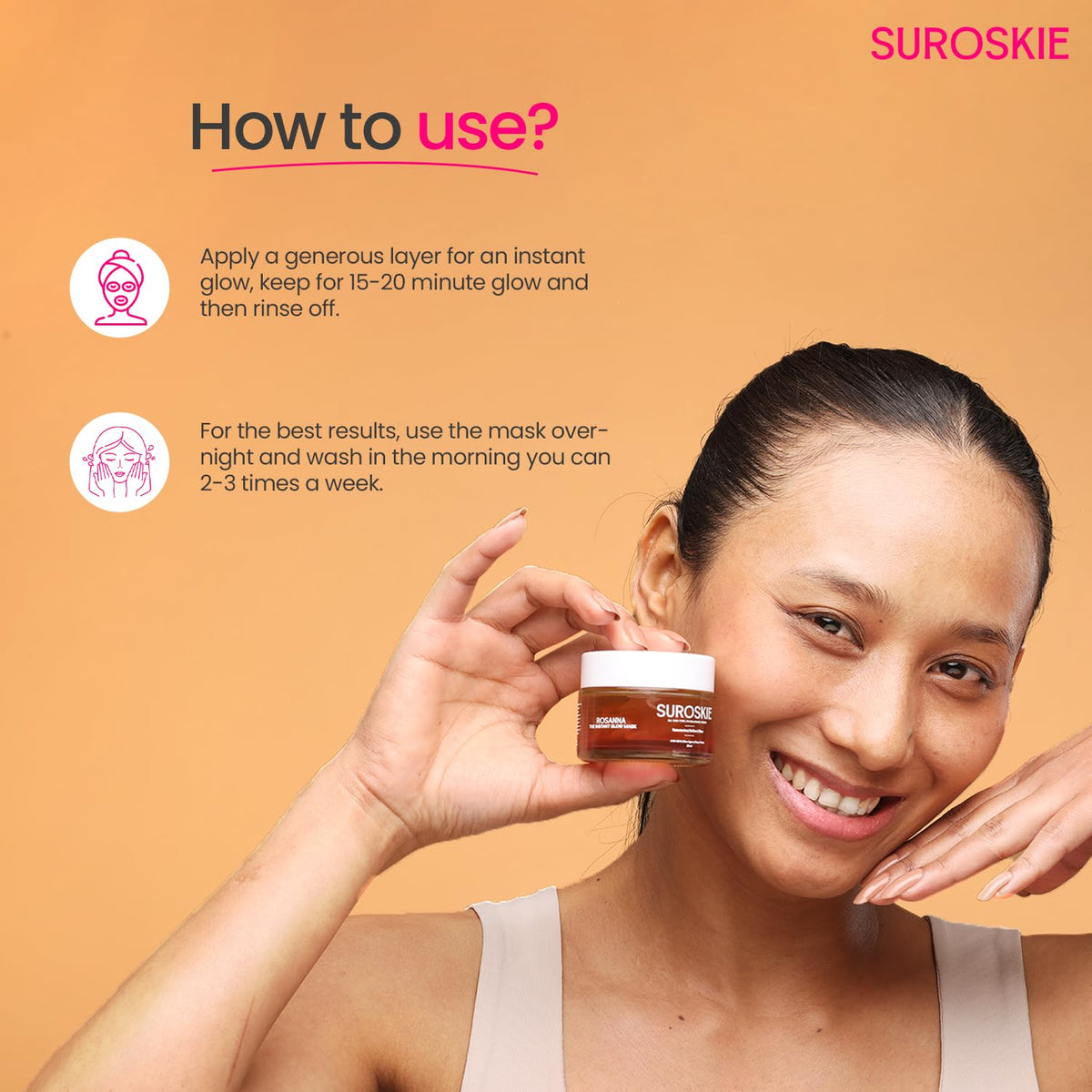 Suroskie K Beauty Combo (Pack of 4) | Rose Instant Face Scrub (50ml) + Rose Petals Melt Cleanser (120ml) + Rosanna Face Mask + Glass Skin Moisturizer | for Men & Women