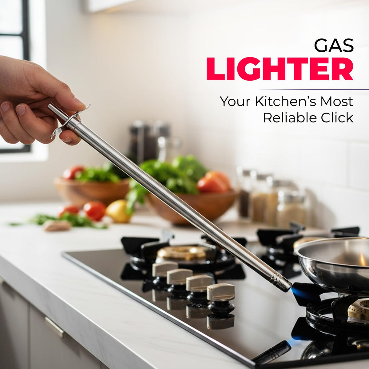 E-COSMOS® Gas Lighter for Kitchen Gas Stove 1 Feet Long Stainless Steel