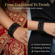 NMII Stylish Pearls Alloy Metal Kada Bangles Set For Women and Girls | Fancy Metal Bangles | Trendy Design Bangles For Girls | Wedding, Party, Shadi Fashion Jewellery-Set of 6 Bangles
