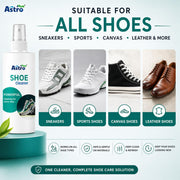 ASTRO PLUS + Shoe Cleaner 200ML | Powerful Deep Cleaning Spray for Sneakers, Leather, Canvas & Sports Shoes | Removes Dirt, Stains & Odor | Quick Dry, Non-Sticky, Safe on All Shoe