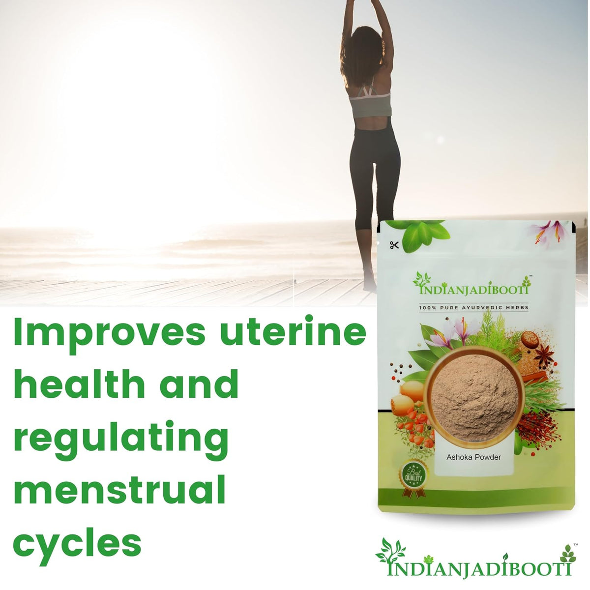 IndianJadiBooti Pure Ashok Chhal Powder (Ashoka Bark Churna) | Saraca Asoca | Traditional Ayurvedic Botanical for Women's Wellness, Feminine Harmony & Systemic Cooling 100 Grams Pack