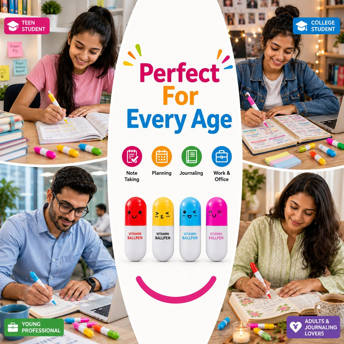 Toy Imagine Retractable Capsule Ball Pens for Kids, Pack of 24