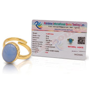 ASTRODIDI Natural Blue Sulemani Agate Hakik Stone Ring with Lab Certificate for Men and Women 7-8 Ratti Adjustable Panchdhatu Nila Neela Akik Aqeeq Haqiq Aqeeq Gemstone Ring