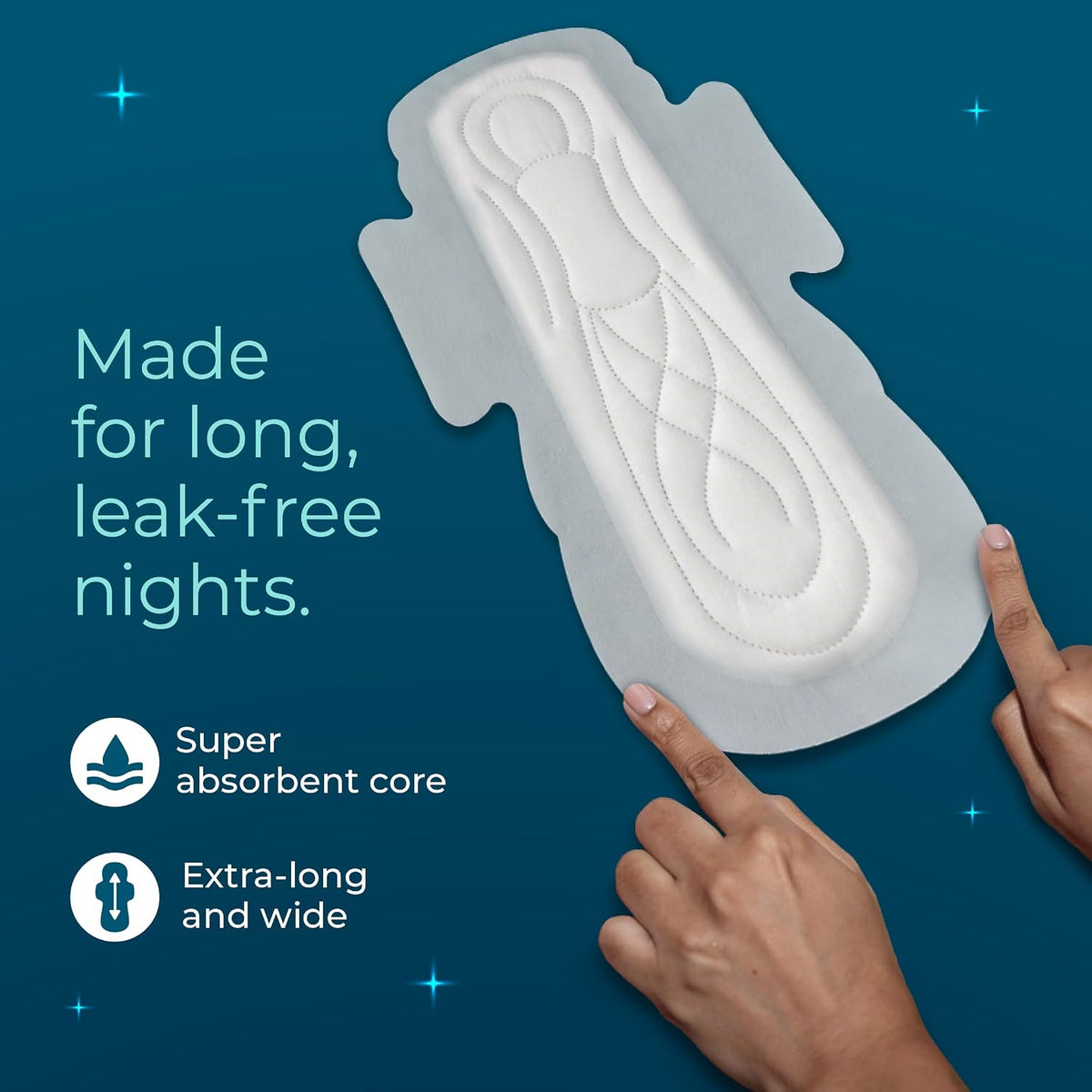 Nua MyWave Night XXL Sanitary Pads for Women | Heavy Flow Period Pads | Super Soft, Rash-Free, Leak-Proof | Super Absorbent | Pack of 28 | Individually Wrapped | 320 mm