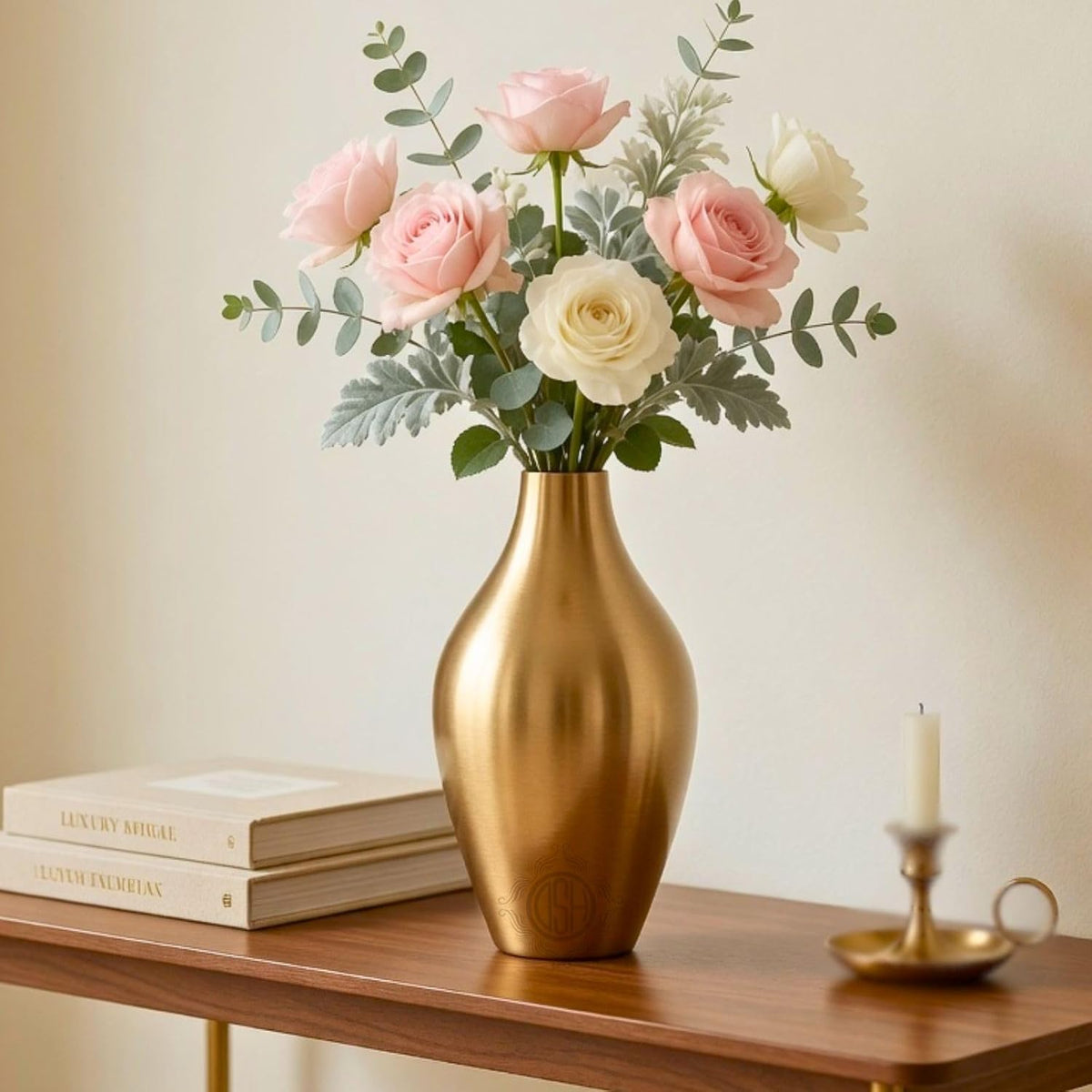 DSH Metal Flower Vase for Home Decor Living Room Kitchen Office (9 Inch) Metal Table Decorative Flower Pot