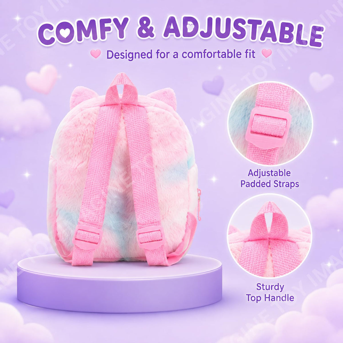 Toy Imagine Unicorn Plush Sequin Backpack for Girls, Ages 1-8 Years