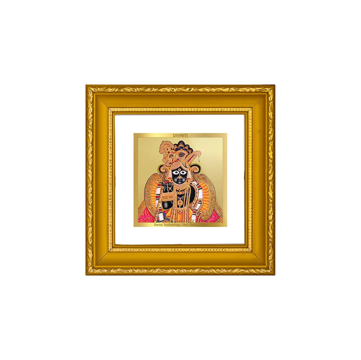 Diviniti Bankey Bihari Gold Plated Wall Photo Frame, Table Décor| DG Frame 101 Size 1A and 24K Gold Plated Foil| Religious Photo Frame Idol For Pooja, Gifts Items (10 CM X 10 CM)