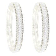 NMII Stylish Alloy Metal Kada Set With Glittering American Diamond Stones For Women & Girls | Women Bangles Design | Ladies' Metal Kada | Jewelry, Bridal Look & Festivals - Pack Of 2 Kada