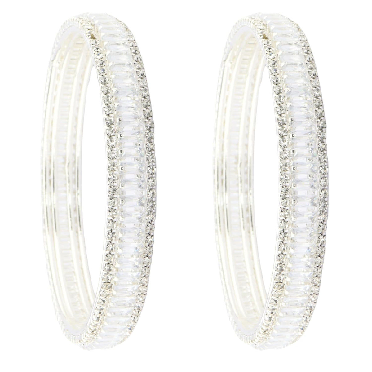 NMII Stylish Alloy Metal Kada Set With Glittering American Diamond Stones For Women & Girls | Women Bangles Design | Ladies' Metal Kada | Jewelry, Bridal Look & Festivals - Pack Of 2 Kada