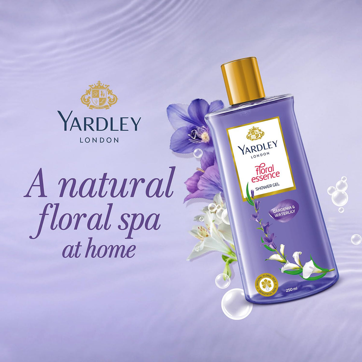 Yardley London| Shower Gel| Floral Essence| With Natural Floral Oils Of Gardenia & Waterlily| No Parabens| No Silicones | 250ml