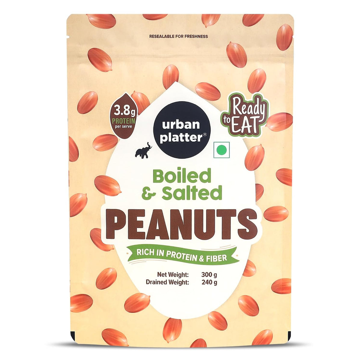 Urban Platter Boiled and Salted Peanuts, 300g (Ready-to-Eat | Nutritious & Protein Packed | Preservative Free | Ideal for Chaats, Salads, Sancaking)