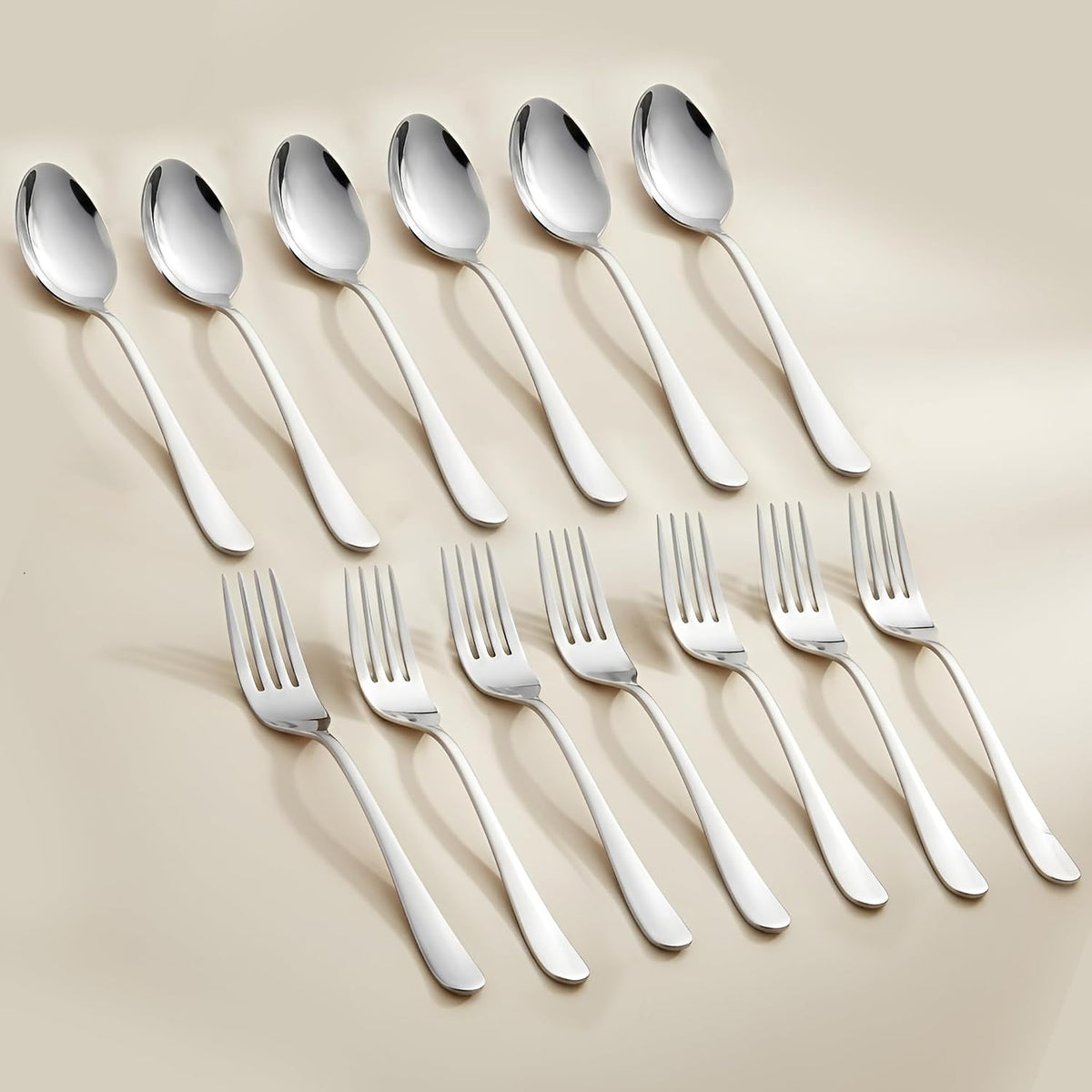 Parage 12 Pieces Stainless Steel Dinner Forks Set - Fork Set for Home and Kitchen, 12-Pieces Fruit Fork for Dining Table, Shiny and Sturdy Handle Forks with Round Edge