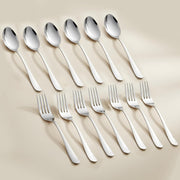 Parage 12 Pieces Stainless Steel Dinner Forks Set - Fork Set for Home and Kitchen, 12-Pieces Fruit Fork for Dining Table, Shiny and Sturdy Handle Forks with Round Edge