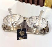 DSH Crafting Your CURIOSITYDry Multipurpose Metal Bowl Spoon Serving Set with Tray Used for Dry Fruit Home Hotel Tableware Decorative and Gift Item.(S-502-CAPLm-5P-SRB)