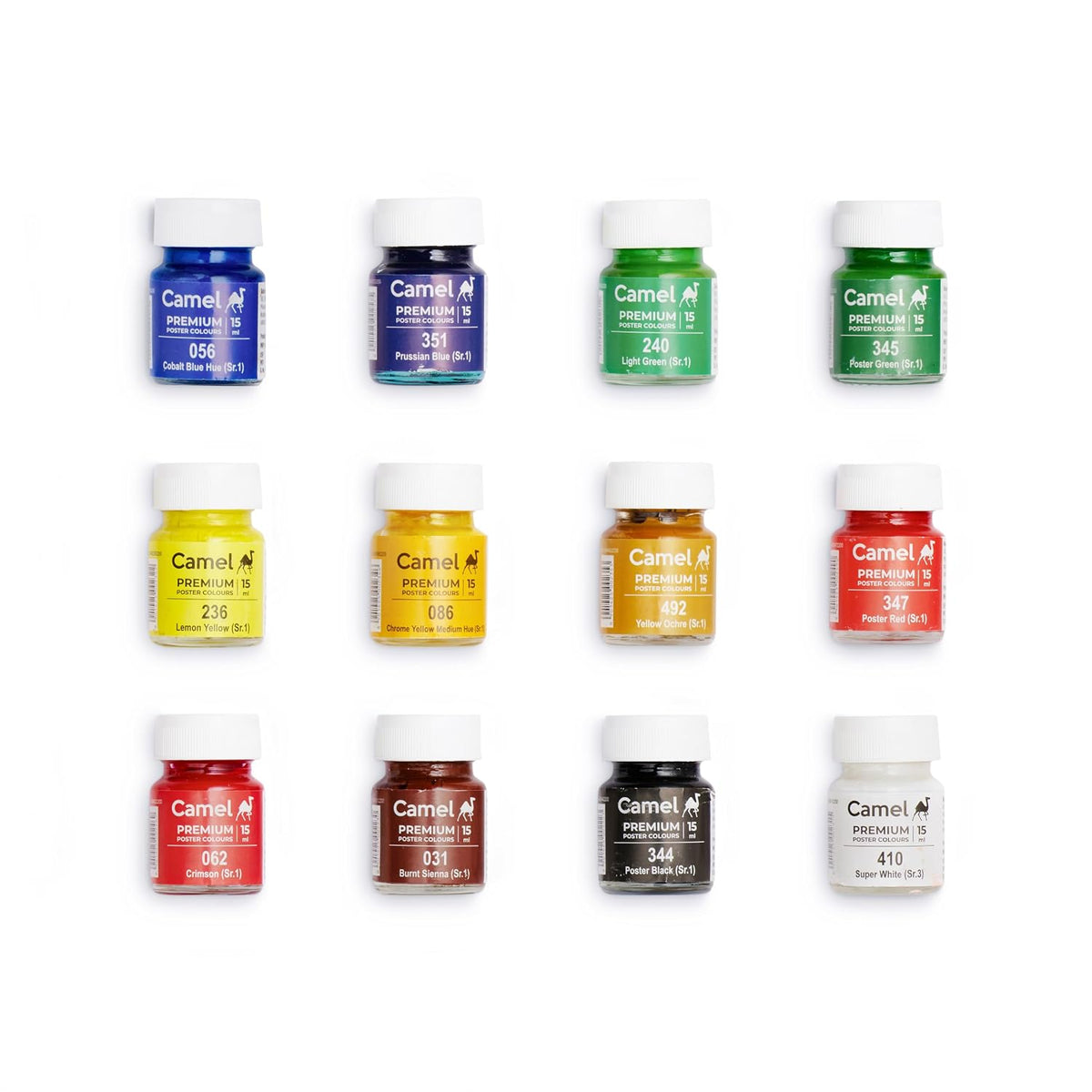 Camel Premium Poster Color - 15ml Each, 12 Shades