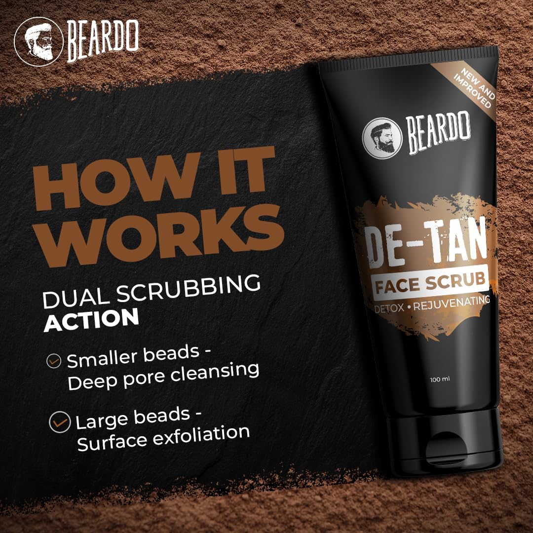 Beardo De-tan Har Roz Kit For Men (Set of 3) | Detan Face Wash & Detan Scrub & Detan Body Wash with Powerful Coffee Extract for Tan Removal | Hydrates & Exfoliates Men's Skin for Oil Control
