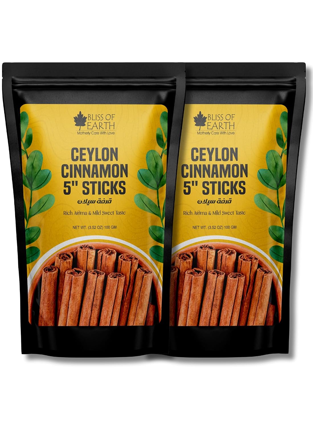 Bliss of Earth 2x100gm Ceylon Cinnamon (Dalchini) 5" Cut Sticks True Cinnamon Raw From Sri Lanka Original