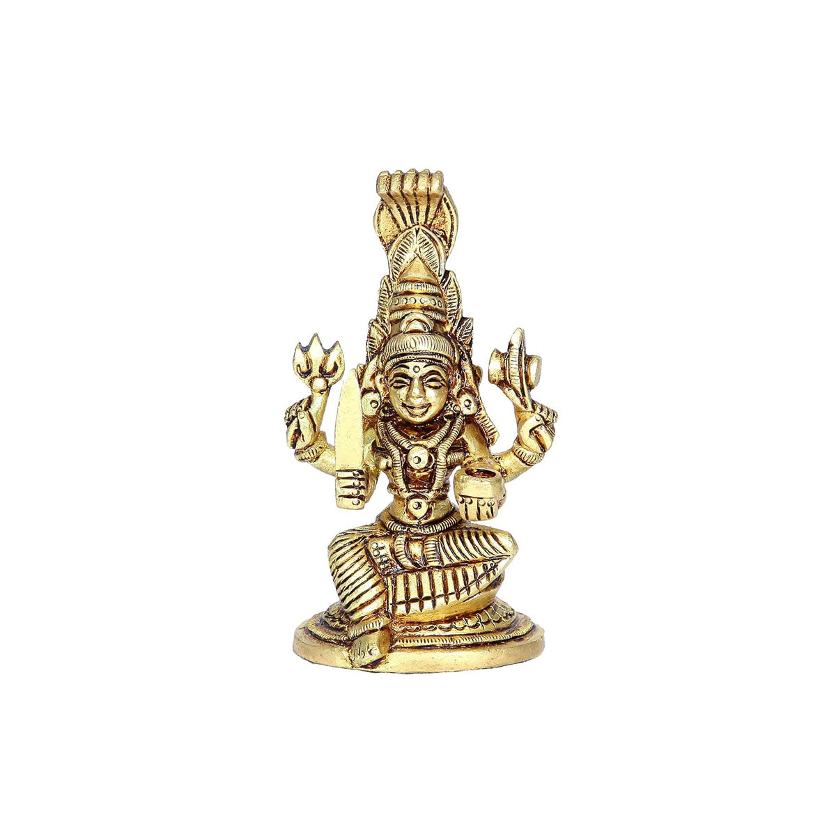 Aalayam Selveer Karumariamman Idol Small | Karumariamman Statue Small | Karumariamman Silai Small | Brass Karumariamman Idol 9.7cm Height Brass Gold Colour 1 Piece