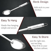 Parage 6 Pieces Stainless Steel Kitchen Tools for Cooking & Serving, Basting Spoon (Chamcha), Ladle(Karchhi), Slotted Turner, Skimmer(Jhara), Turner/Spatula (Palta), Blending Egg Whisk, Silver