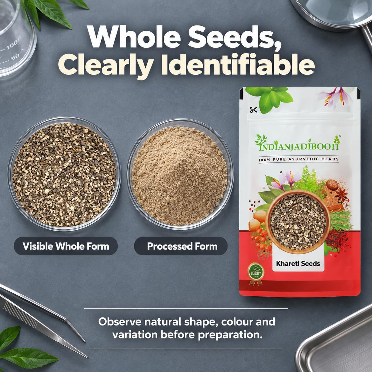 IndianJadiBooti Khareti Seeds (900g Pack Of 2) | Atibala/Kanghi Beej | Raw & Dried Abutilon Indicum | Ayurvedic Herb for Strength & Vitality Support | Natural Country Mallow Seeds | Clean & Mature