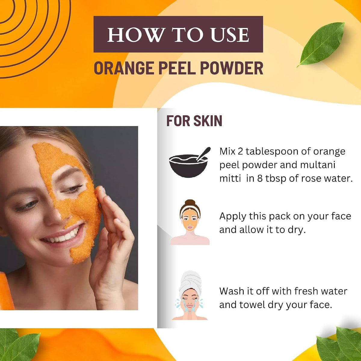 Brijbooti Orange peel powder for face 200g | Face Pack & Face Mask | Detan, Acne, Oil Control & Pimples With Vitamin C | orange peel powder for drinking