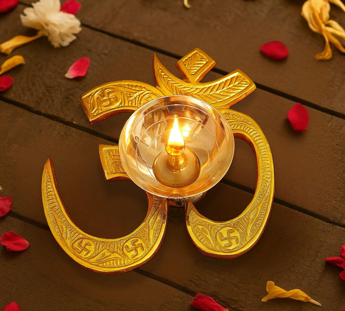 DSH Om Symbol Diya Oil Lamp for Puja Home Office Mandir Akhand Jyot Diya Deepak for Diwali Festival Gift Item .