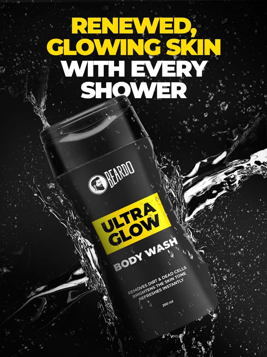 Beardo UltraGlow Body Wash for Men, 200ml (Pack of 2) | Brightens and Lightens Skin Tone | Cleanses and helps lighten Tan | Contains Mulberry & Bearberry Extracts