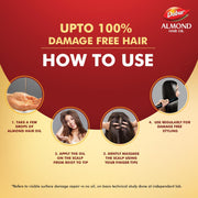 Dabur Almond Hair Oil - 500ml | Provides Damage Protection | Non Sticky Formula | For Soft & Shiny Hair | With Almonds, Keratin Protein, Soya Protein & 10X Vitamin E